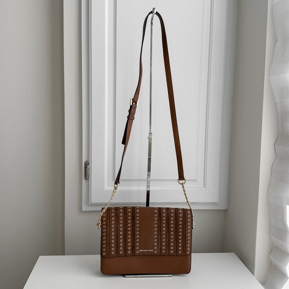 Michael Kors Camel Brown Leather Crossbody Bag - Picture 5 of 9